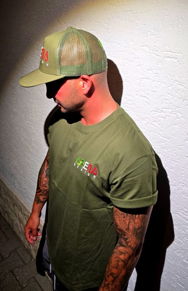 ARENA DESIGN T-Shirt + Trucker Cap / OLIVE GRÜN / XL – Bild 7