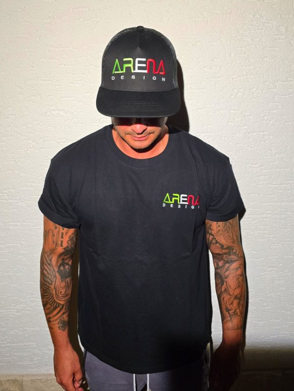 ARENA DESIGN T-Shirt + Trucker Cap / BLACK / M