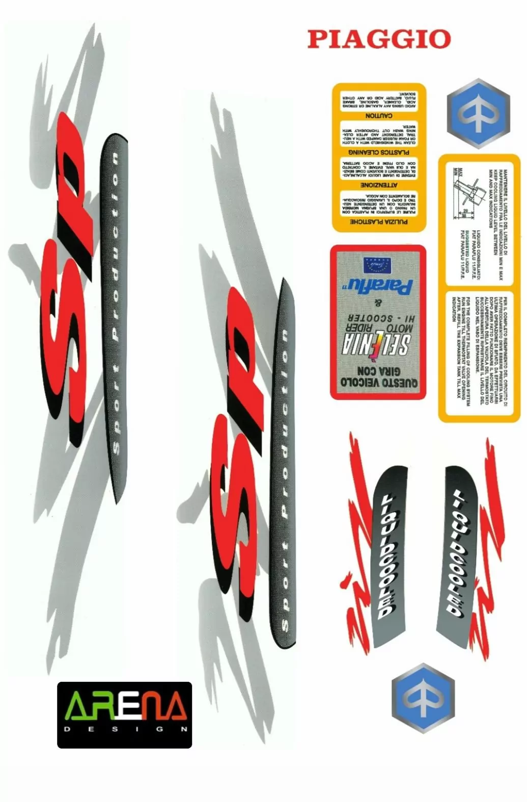 Aufkleber Set Piaggio ZIP SP Sticker Decalco Farbe: ROT