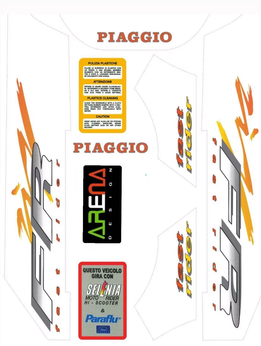 Aufkleber Set Piaggio ZIP FR Sticker Decalco Farbe: Grau/Orange