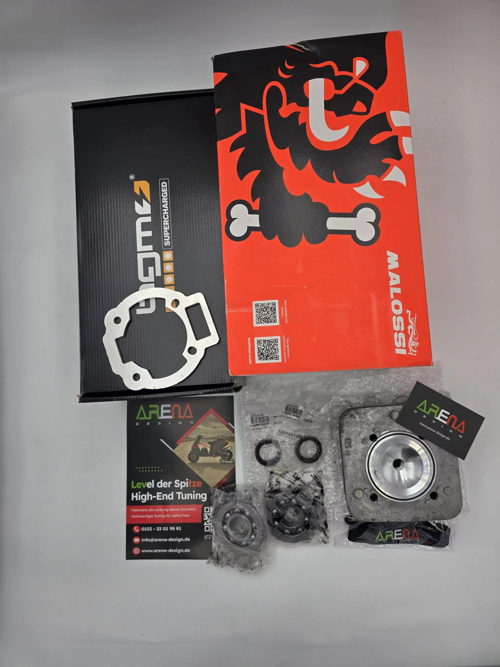 Piaggio SKR 125 ZYLINDER Malossi 172cc AC bearbeitet für SM06 Auspuff + BGM Langhubkurbelwelle 55/110 + Spacer + MODULARKOPF + Piaggio Lager + Corteco Simmerringe + RMS Dichtungsatz – Bild 12