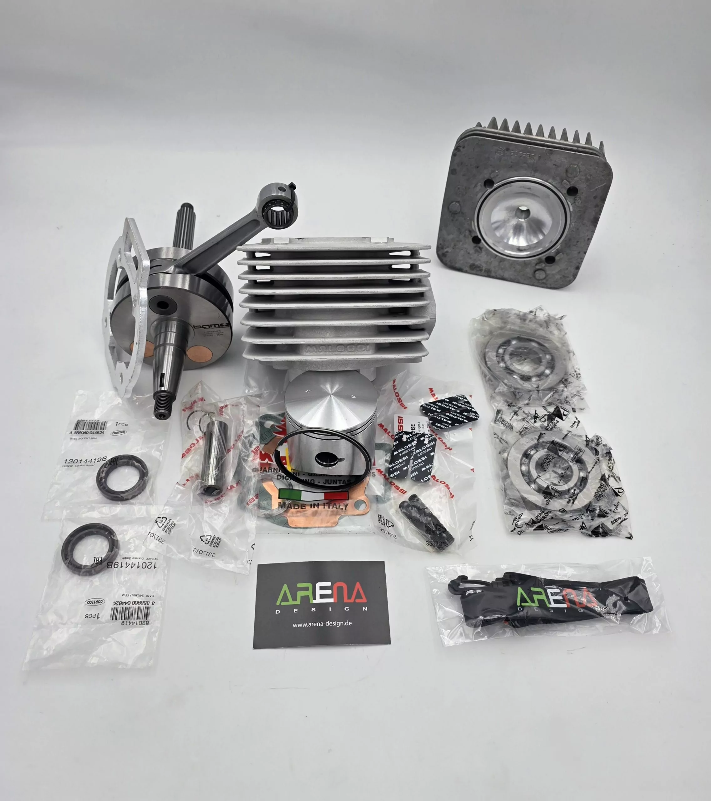 Piaggio SKR 125 ZYLINDER Malossi 172cc AC bearbeitet für SM06 Auspuff + BGM Langhubkurbelwelle 55/110 + Spacer + MODULARKOPF + Piaggio Lager + Corteco Simmerringe + RMS Dichtungsatz – Bild 3