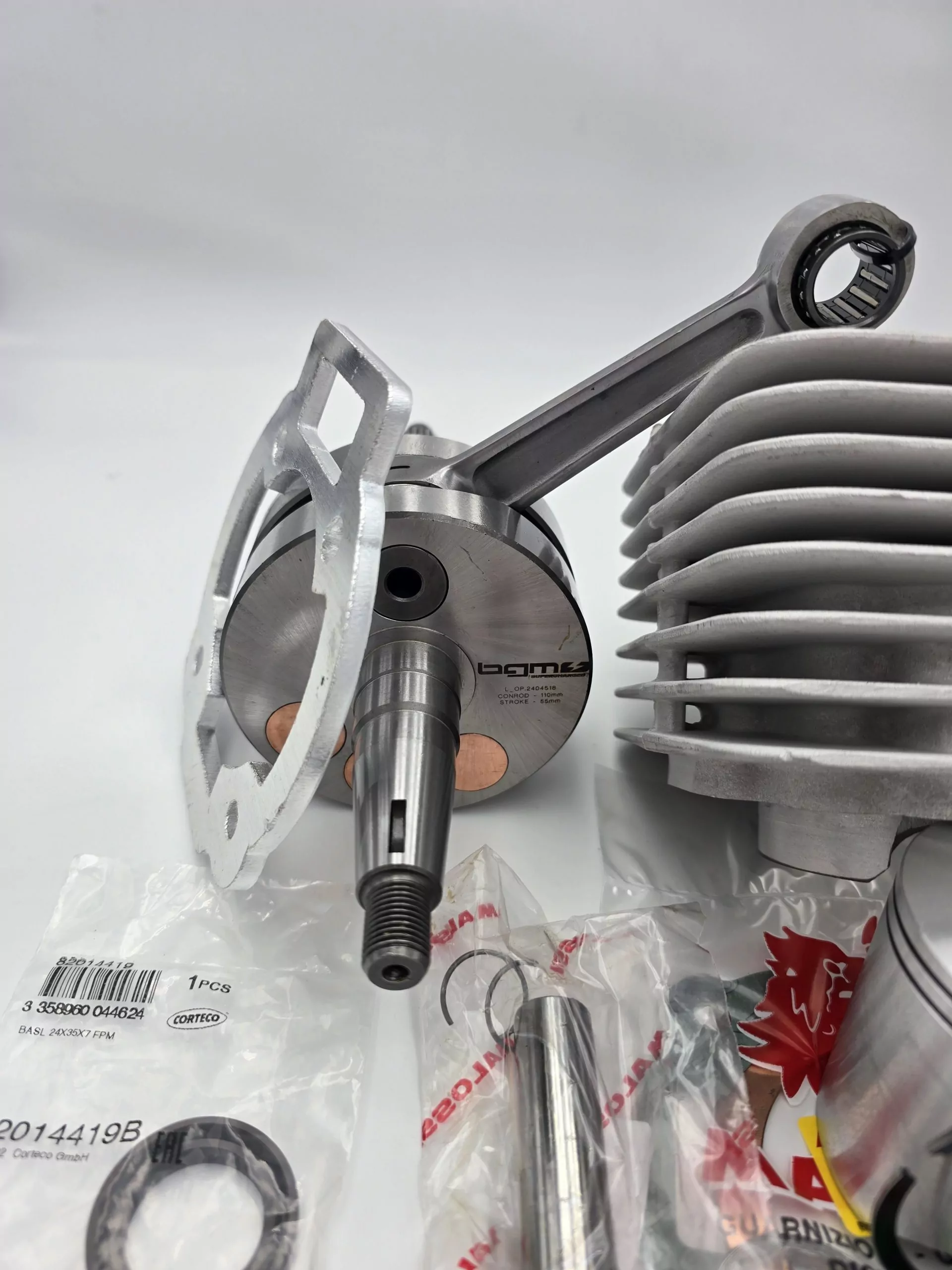 Piaggio SKR 125 ZYLINDER Malossi 172cc AC bearbeitet für SM06 Auspuff + BGM Langhubkurbelwelle 55/110 + Spacer + MODULARKOPF + Piaggio Lager + Corteco Simmerringe + RMS Dichtungsatz – Bild 5