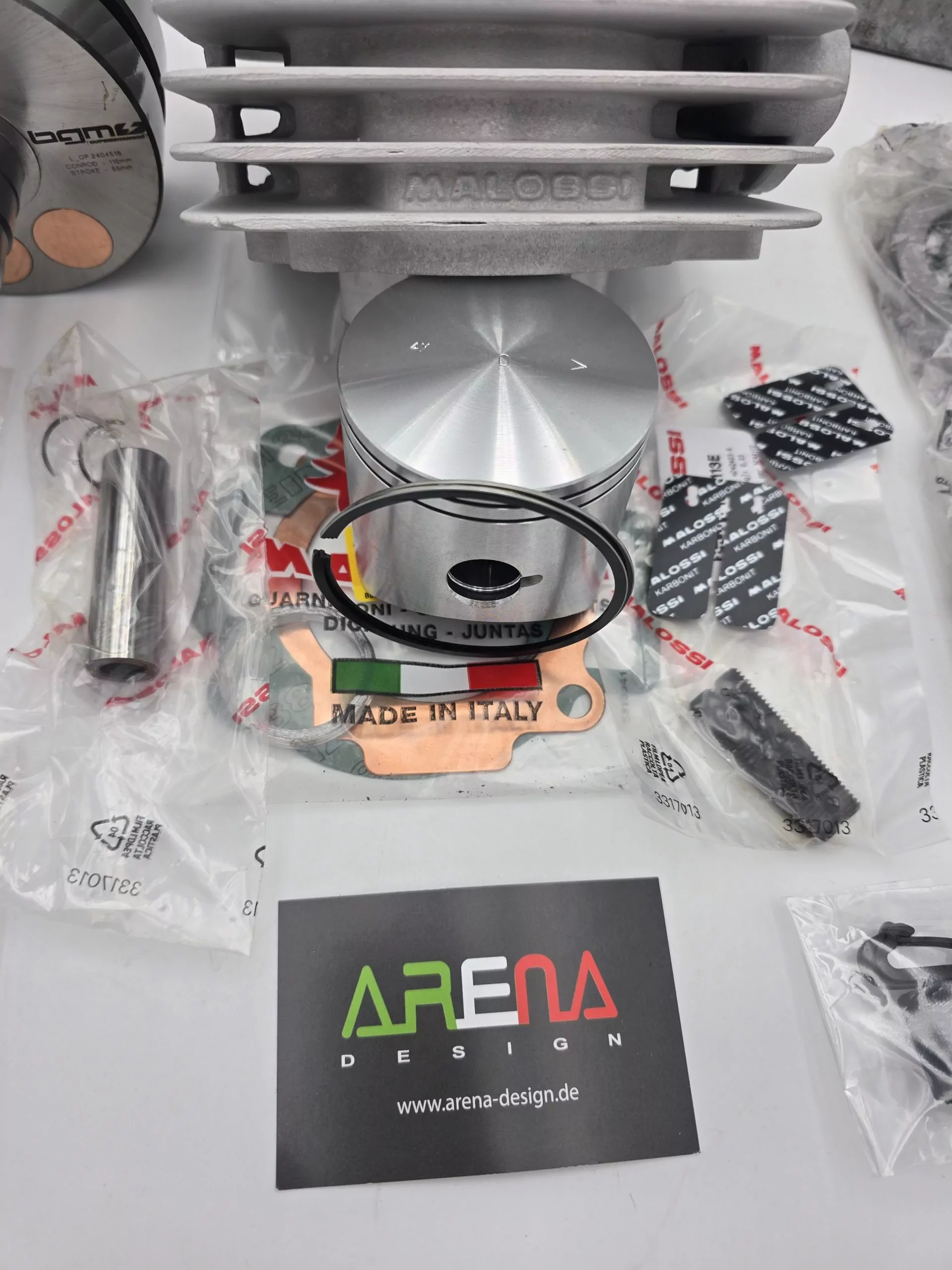 Piaggio SKR 125 ZYLINDER Malossi 172cc AC bearbeitet für SM06 Auspuff + BGM Langhubkurbelwelle 55/110 + Spacer + MODULARKOPF + Piaggio Lager + Corteco Simmerringe + RMS Dichtungsatz – Bild 4