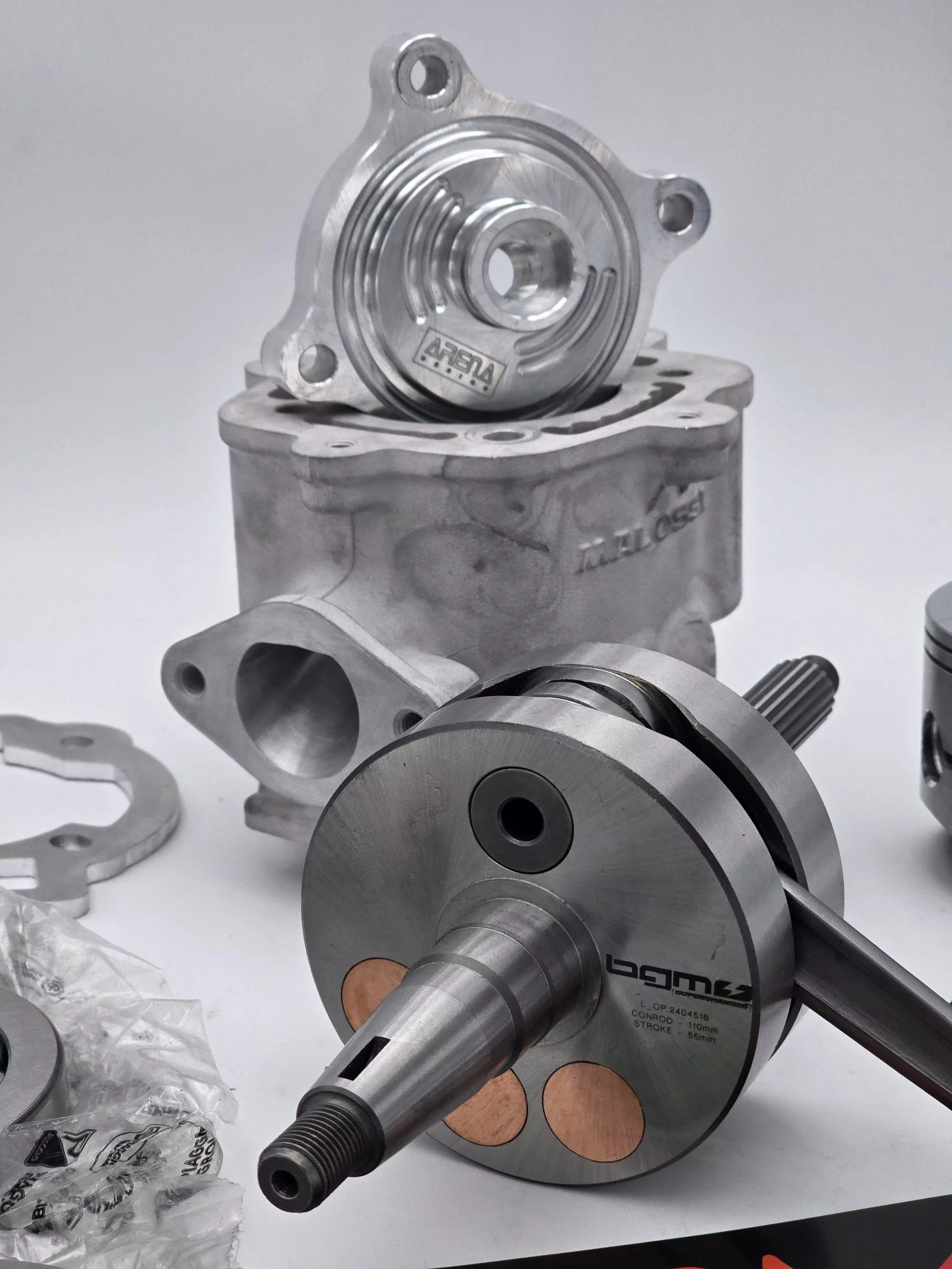 Malossi 172cc SM06 UPGRADEKIT inkl. BGM LANGHUBKURBELWELLE 55/110, ArenaDesign Racing Kopf, Piaggio Lager, Corteco Simmerringesatz – Bild 4