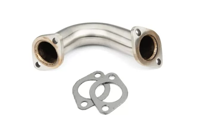 Edelstahlkrümmer V2A Gilera Runner 125 180 2T mit Langlöcher, für eine spannungsfreie Montage!