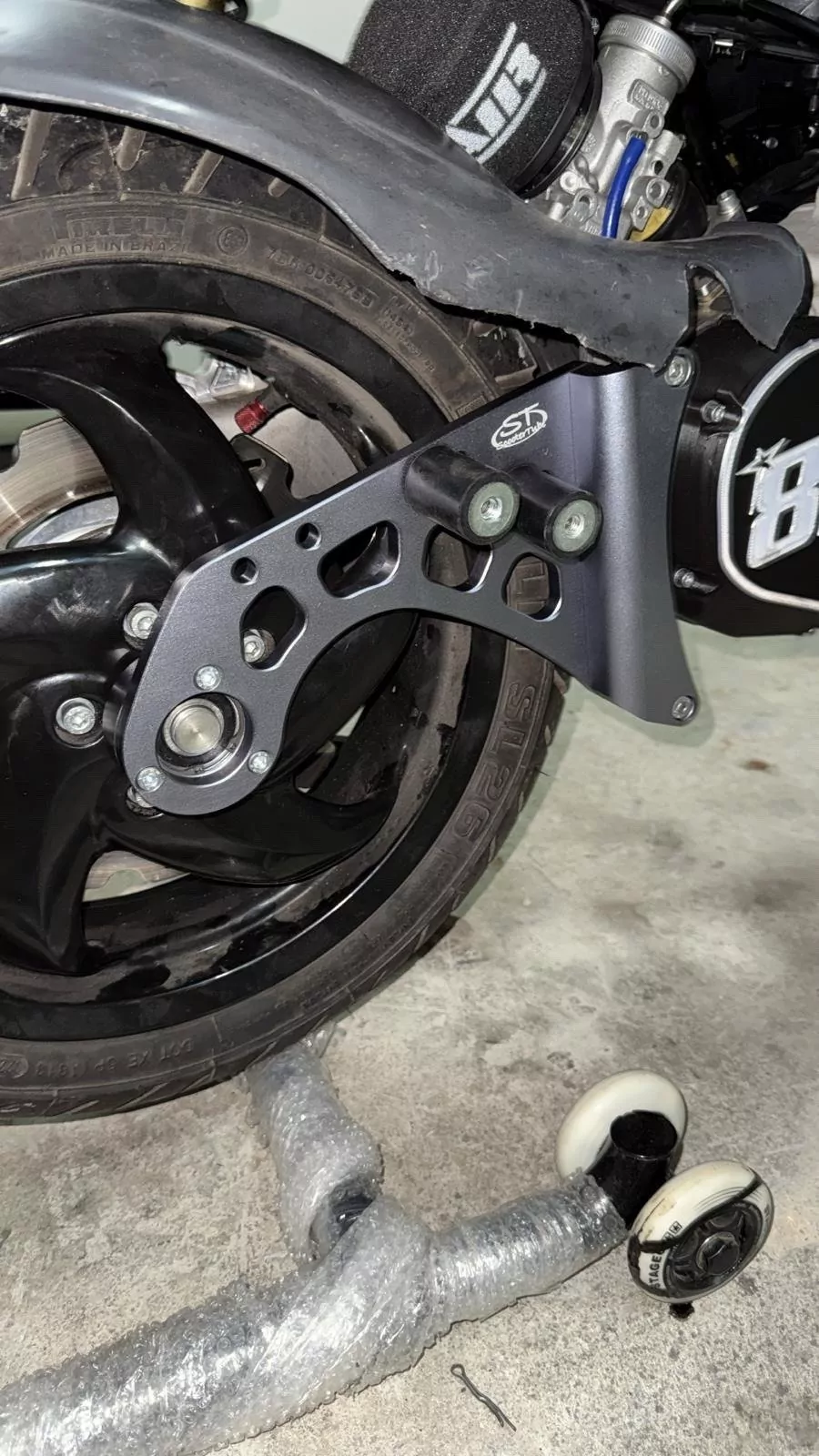 ST Scootertube Zusatzschwinge für Ottopuntouno 8.1 Motorgehäuse mit zweiter Federbeinaufnahme - Gilera Runner 180cc 2T – Bild 3